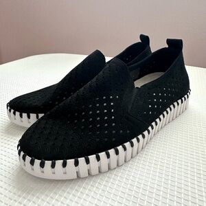 SOLD Ilse Jacobsen Tulip Slip On black perforated Sneakers Size 38 US 7.5 / 8